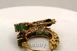 Natural Emerald Women's Hoop Earring 2.50Ct Round Cut 14K Yellow Gold Plated