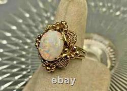 Natural Fire Opal 2.00Ct Oval Cut Vintage Engagement Ring 14K Yellow Gold Plated