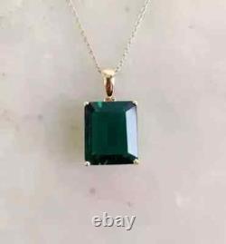 Natural Green Emerald 4.00Ct Emerald Cut Wedding Pendant 14K Yellow Gold Plated