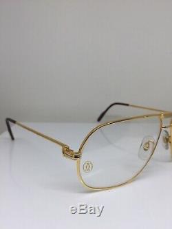 New Authentic Vintage Cartier Tank LC Eyeglasses Gold Plated 1988 France 64-14mm