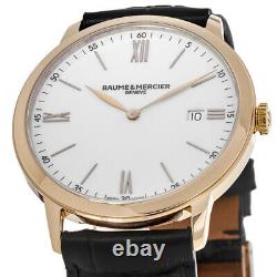 New Baume & Mercier Classima Quartz 40mm Gold Plated Leather Men's Watch 10441