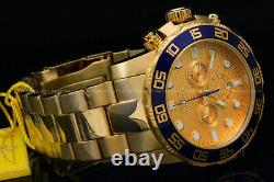 New Invicta Pro Diver 50MM Chrono 18K Gold Plated Gold Dial S. S Bracelet Watch