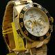 New Invicta Pro Diver 50mm Chrono 18k Gold Plated Silver Dial S. S Bracelet Watch