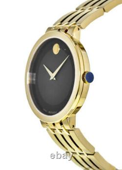 New Movado Esperanza Museum Dial Yellow Gold Plated Men's Watch 0607059