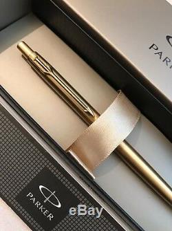 New Parker Classic Gold Plated Gt Ballpoint Pen-black Ink-gift Box