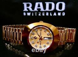 New Rado Diastar R12413493 Automatic Gold Plated Swiss Men's Wrist Watch