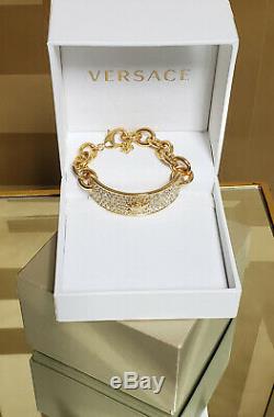 New Versace 24k Gold Plated Medusa Bracelet With Swarovski Crystals