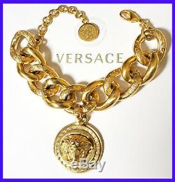 New Versace Gold Plated Metal Chain Medusa Bracelet