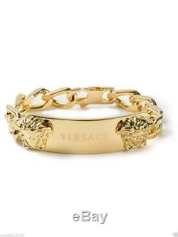 New Versace Men's 24K Gold Plated Double Medusa Chain Bracelet