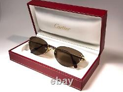 New Vintage Cartier Condotti Cat Eye Rimless Gold Plated 18k Sunglasses France