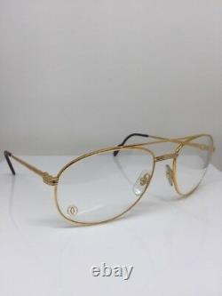 New Vintage Cartier Driver Aviator Eyeglasses Gold Plated T8100311 60mm France