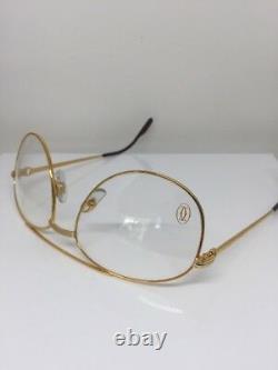 New Vintage Cartier Driver Aviator Eyeglasses Gold Plated T8100311 60mm France