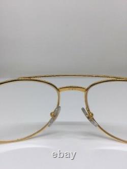 New Vintage Cartier Driver Aviator Eyeglasses Gold Plated T8100311 60mm France