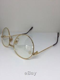 New Vintage Cartier Louis Eyeglasses Round Frame 18K Gold Plated 1980s France