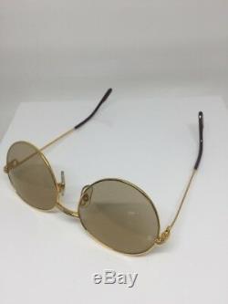 New Vintage Cartier Louis Sunglasses Round Frame 18K Gold Plated 1980s France