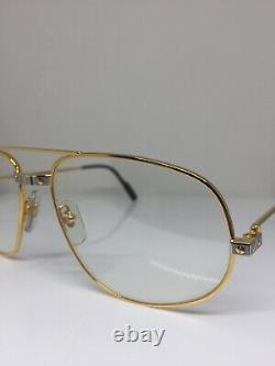 New Vintage Cartier Romance Santos Eyeglasses Gold Plated T8100018 61mm France