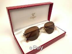 New Vintage Cartier Salisbury Rimless Gold Plated 18k Sunglasses France