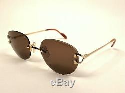 New Vintage Cartier Salisbury Rimless Gold Plated 18k Sunglasses France