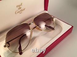 New Vintage Cartier Santos Screws 56mm Small Sunglasses France 18k Heavy Plated