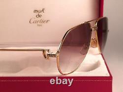 New Vintage Cartier Santos Screws 56mm Small Sunglasses France 18k Heavy Plated
