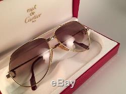 New Vintage Cartier Santos Screws 56mm Sunglasses France 18k Heavy Plated