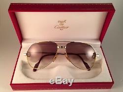 New Vintage Cartier Santos Screws 62mm Sunglasses France 18k Heavy Plated