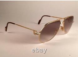 New Vintage Cartier Santos Screws 62mm Sunglasses France 18k Heavy Plated