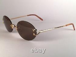 New Vintage Cartier Scala Rimless Gold Plated 18k Sunglasses France