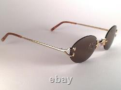 New Vintage Cartier Scala Rimless Gold Plated 18k Sunglasses France