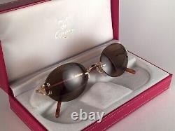 New Vintage Cartier Scala Rimless Gold Plated 18k Sunglasses France