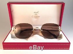 New Vintage Cartier Serrano Rimless Gold Plated 18k Sunglasses France