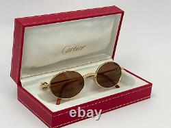 New Vintage Cartier Spider 50mm Brushed Gold Brown Lenses Sunglasses France 18k