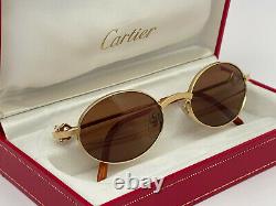 New Vintage Cartier Spider 50mm Brushed Gold Brown Lenses Sunglasses France 18k