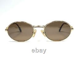 New Vintage Cartier St Honore 51mm Gold Brown Lenses Sunglasses France 18k