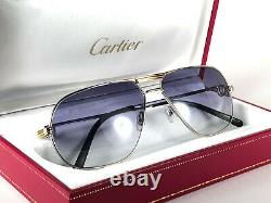 New Vintage Cartier Tank 59 14 Platine Sunglasses 18k Heavy Gold Plated France