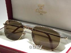 New Vintage Cartier Vesta Gold 56mm Sunglasses France 18k Heavy Plated