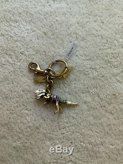 New With Tags Coach Rexy Metallic Gold Plated Dinosaur Key Chain Fob Ring