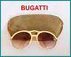 Original Vintage Bugatti Gold Plated & Horn Oval Aviator Sunglasse 1980's France