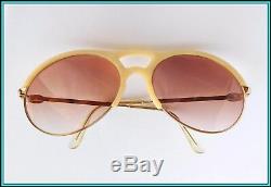 ORIGINAL Vintage BUGATTI GOLD Plated & Horn OVAL AVIATOR Sunglasse 1980's FRANCE