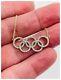 Olympic Symbol Pendant Round Simulated Diamond 925 Silver 14k Yellow Gold Plated