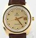 Omega Seamaster Automatic Gold-plated Vintage Men's Watch With Brown Leather Band