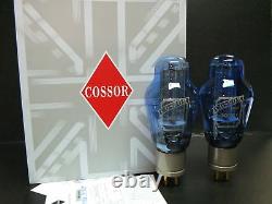 One Pair COSSOR 300B Audio Tubes Meshed Plate Blue Glass/ Gold Pin / Metal Base