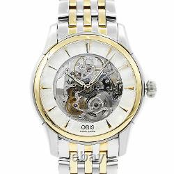 Oris Artelier Skeleton Steel Gold Plated Automatic Mens Watch 734-7670-4351MB