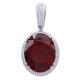 Oval Cut Red Garnet & Simulated Diamond Halo Pendant 14k White Gold Plated