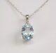 Oval Cut Simulated Aquamarine Pretty Pendant Free Chain In 14k White Gold Plated