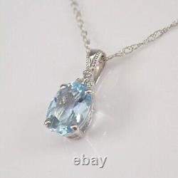 Oval Cut Simulated Aquamarine Pretty Pendant Free Chain In 14k White Gold Plated