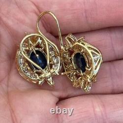 Oval Cut Simulated Sapphire Women's Stunning Stud Earring 14k Yellow Gold Plated