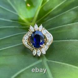 Oval Cut Simulated Sapphire Women's Stunning Stud Earring 14k Yellow Gold Plated