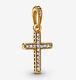 Pandora Sparkling Cross Necklace Pendant Charm 14k Gold Vermeil Plated 397571cz
