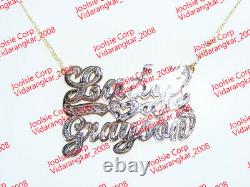 PERSONALIZED DOUBLE TWO 2 NAMES PLATE NECKLACE CHAIN cOUPLE LOVE GIFT